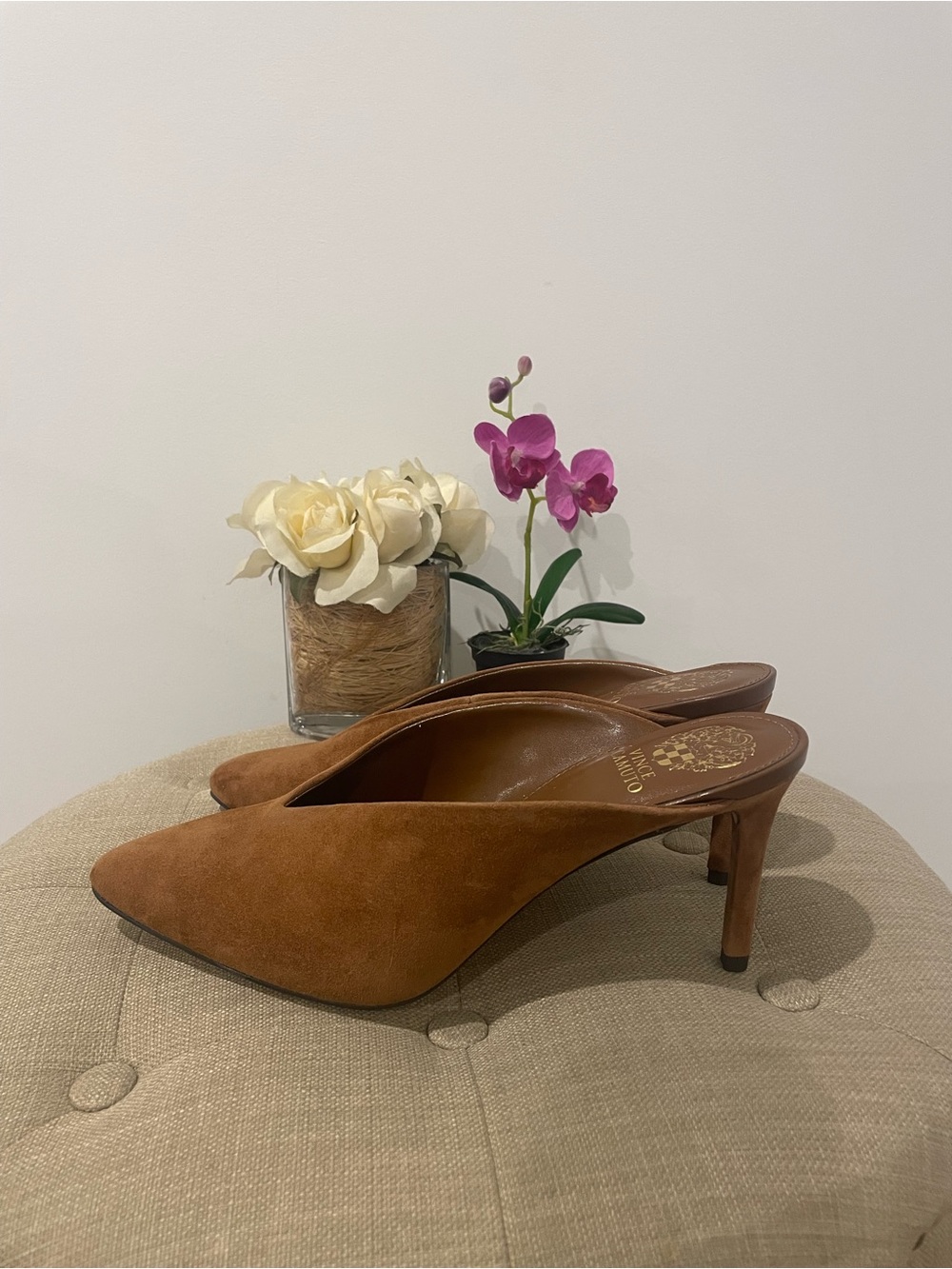 Vince Camuto Cognac Suede Pointed-Toe Mule - Size 9 - Picture 7 of 14